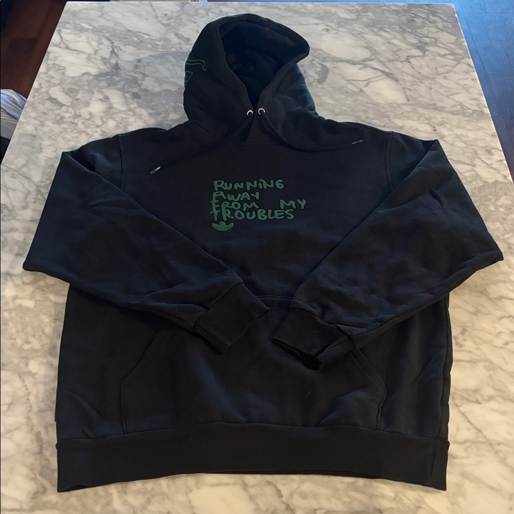 adidas Originals Black Hoodie with Green Text